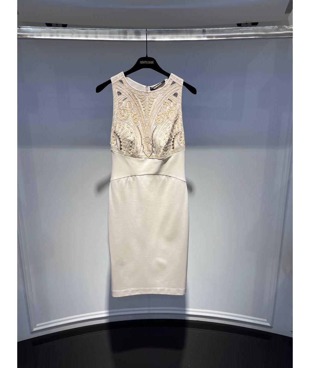 ROBERTO CAVALLI Бежевое вискозное коктейльное платье, фото 4