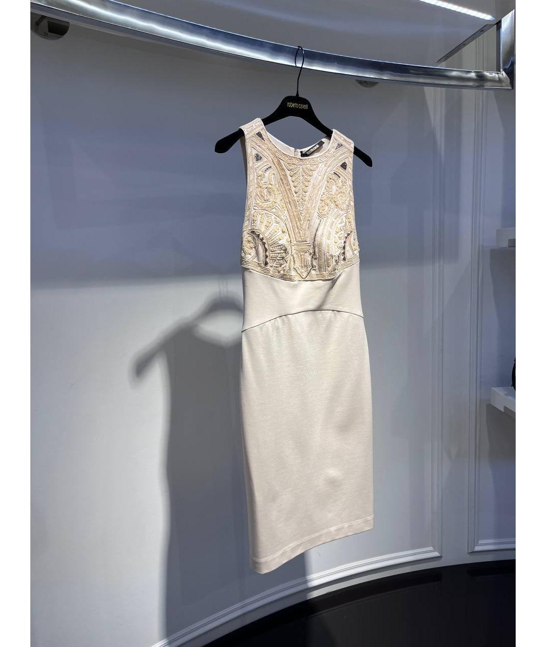 ROBERTO CAVALLI Бежевое вискозное коктейльное платье, фото 2