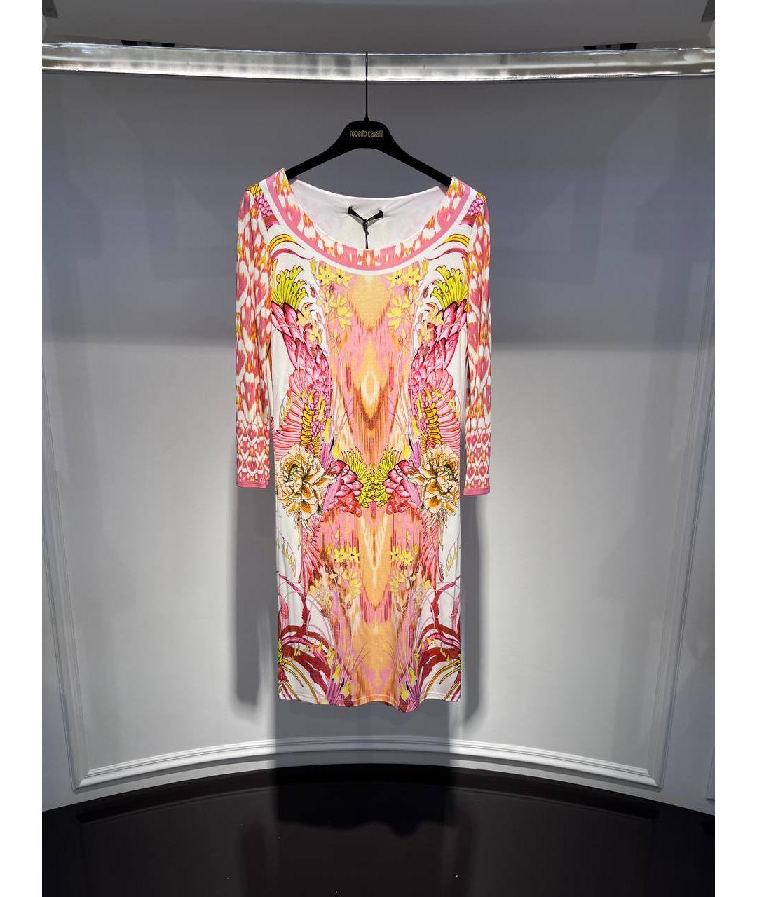 ROBERTO CAVALLI Коралловое вискозное коктейльное платье, фото 4