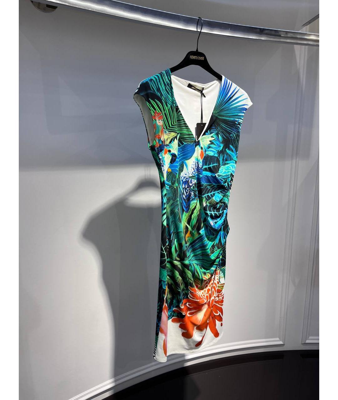 ROBERTO CAVALLI Бирюзовое полиамидовое коктейльное платье, фото 2