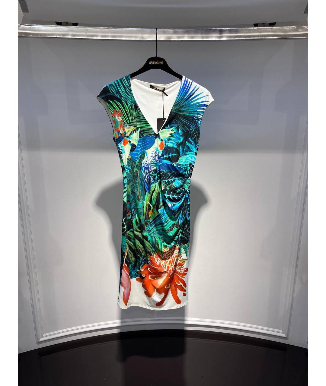 ROBERTO CAVALLI Бирюзовое полиамидовое коктейльное платье, фото 4