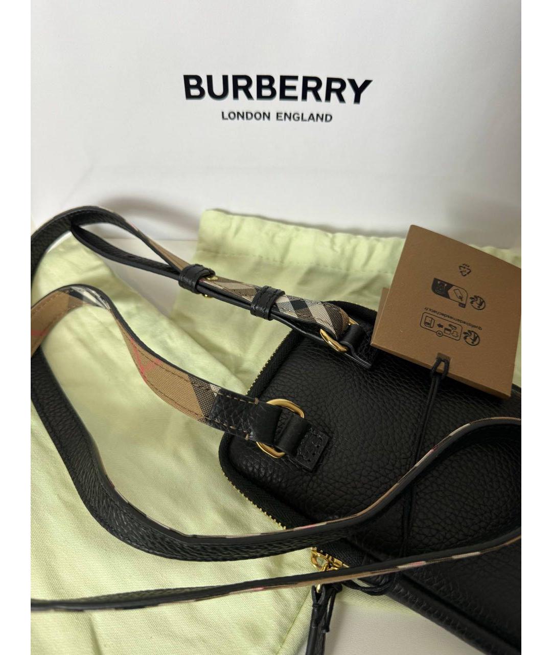 BURBERRY Черная кожаная сумка через плечо, фото 4