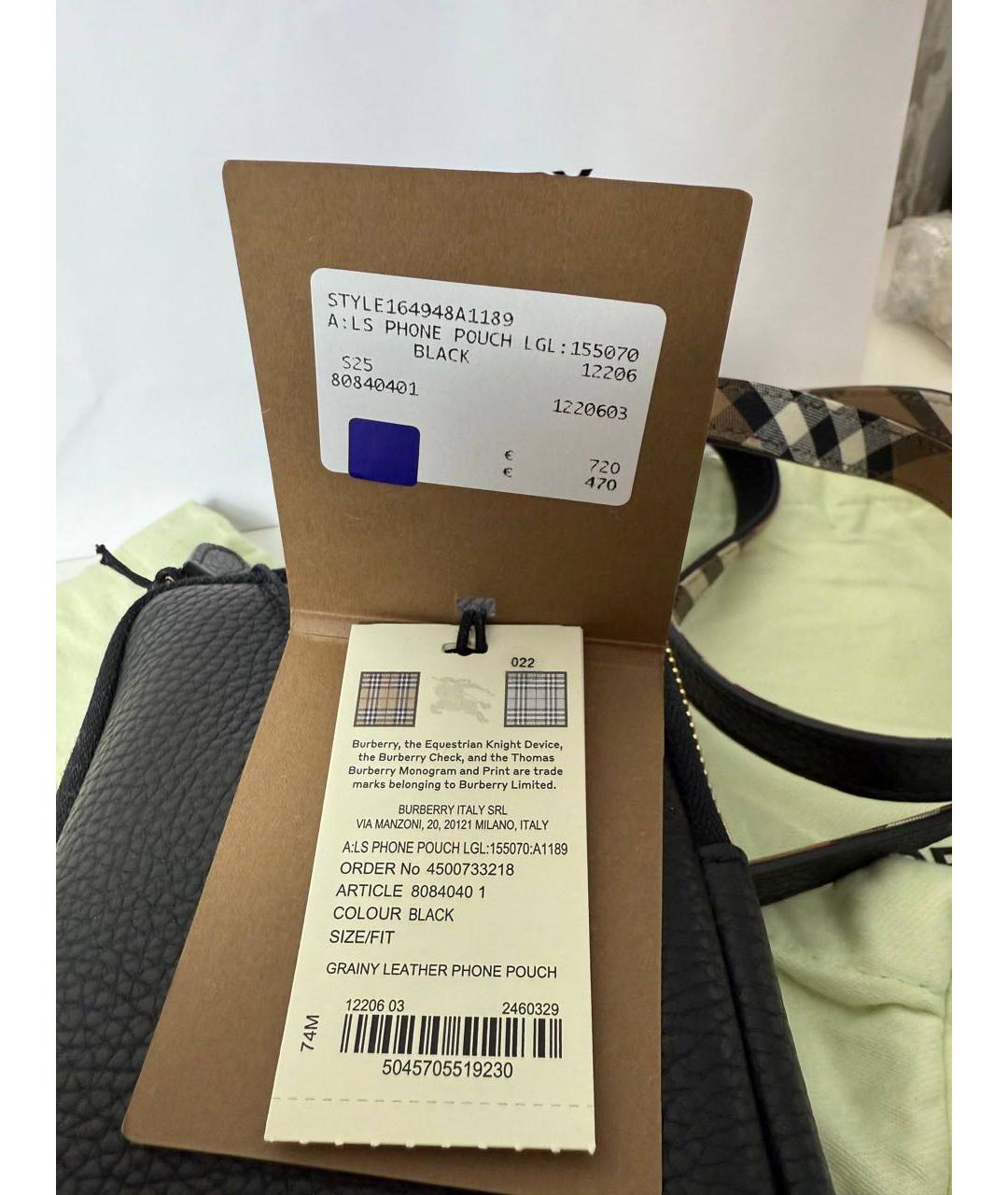 BURBERRY Черная кожаная сумка через плечо, фото 3