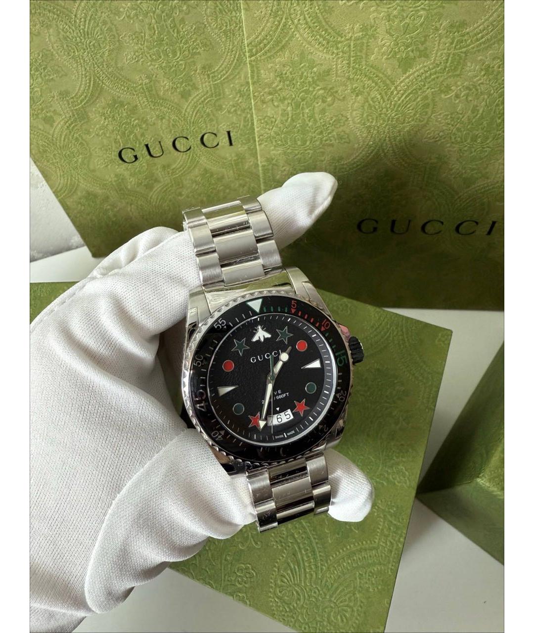 GUCCI Серебряные стальные часы, фото 7