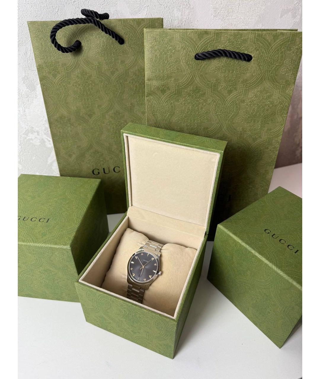 GUCCI Серебряные стальные часы, фото 2