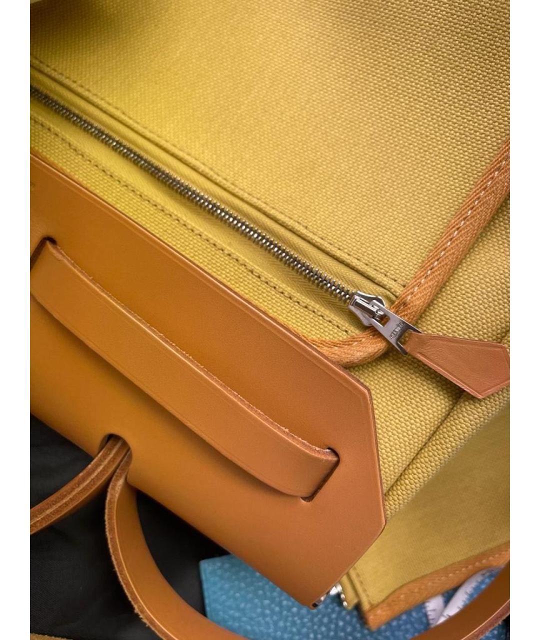 HERMES Горчичная тканевая сумка через плечо, фото 6