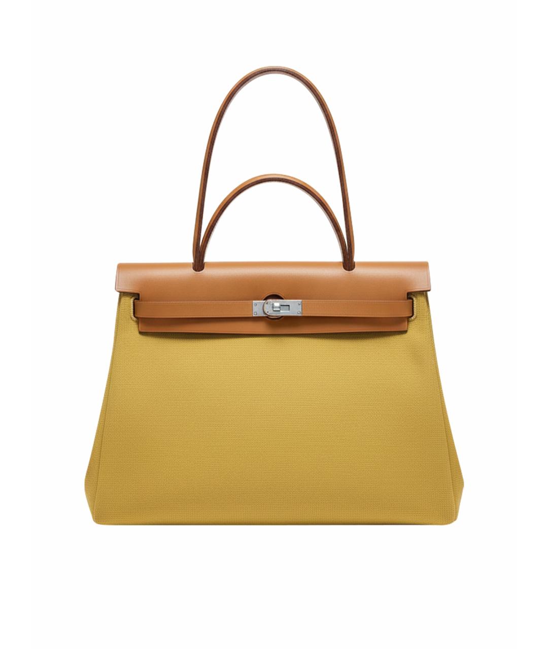 HERMES Горчичная тканевая сумка через плечо, фото 1