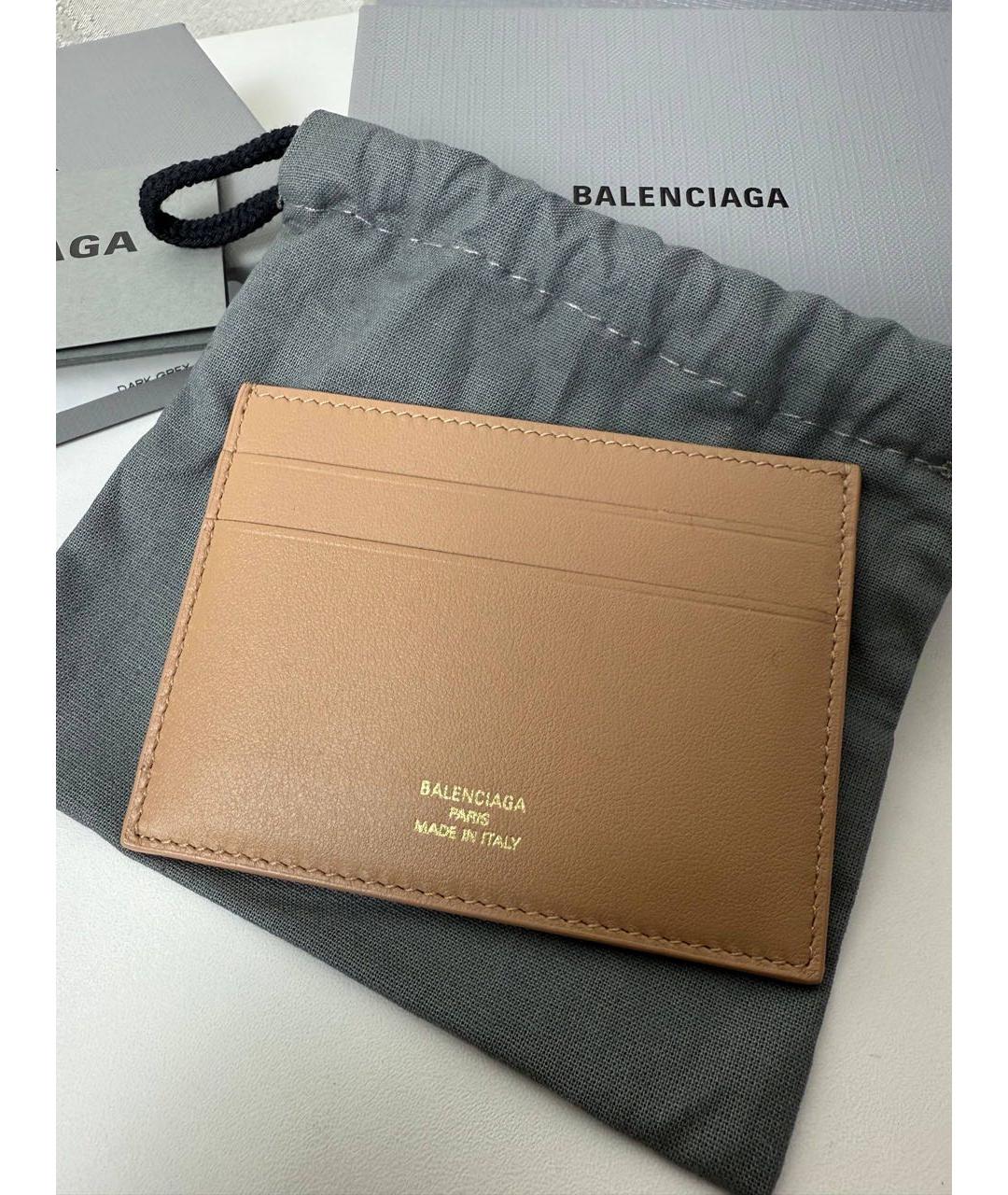 BALENCIAGA Бежевый кожаный кардхолдер, фото 5