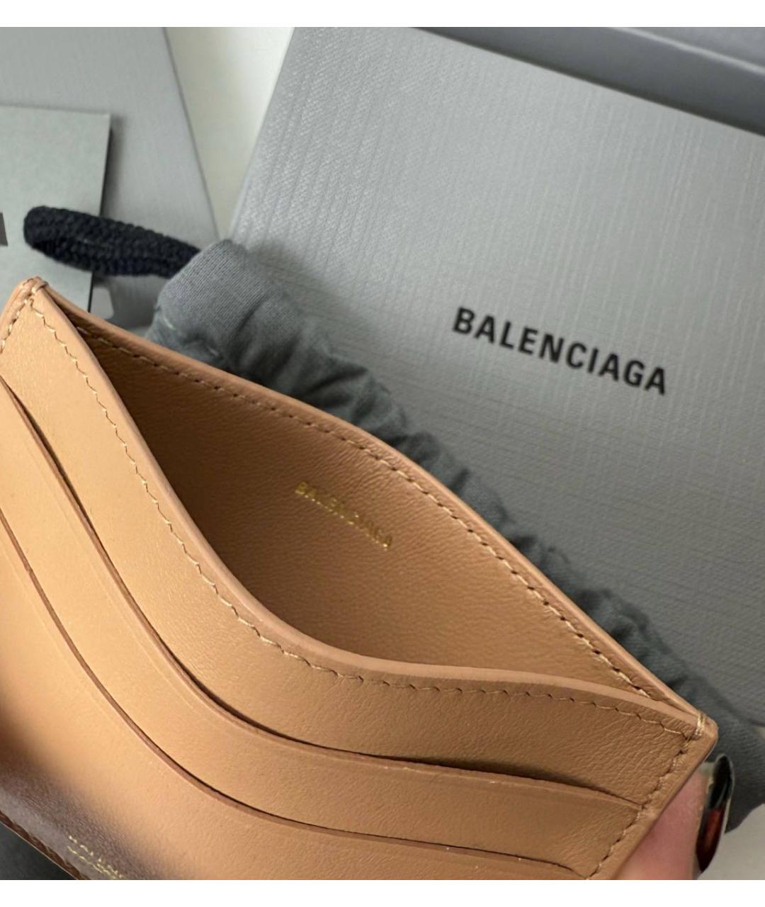 BALENCIAGA Бежевый кожаный кардхолдер, фото 2