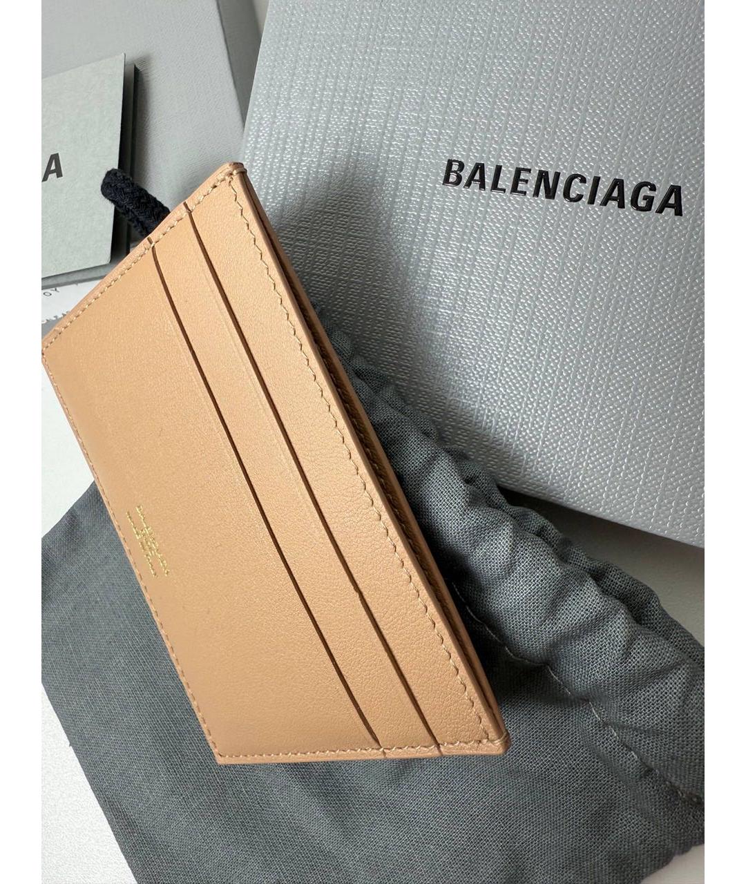 BALENCIAGA Бежевый кожаный кардхолдер, фото 3
