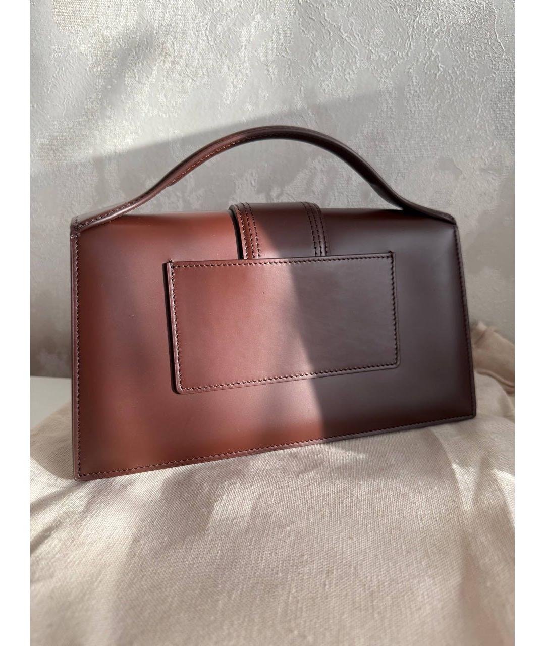 JACQUEMUS Коричневая кожаная сумка с короткими ручками, фото 4