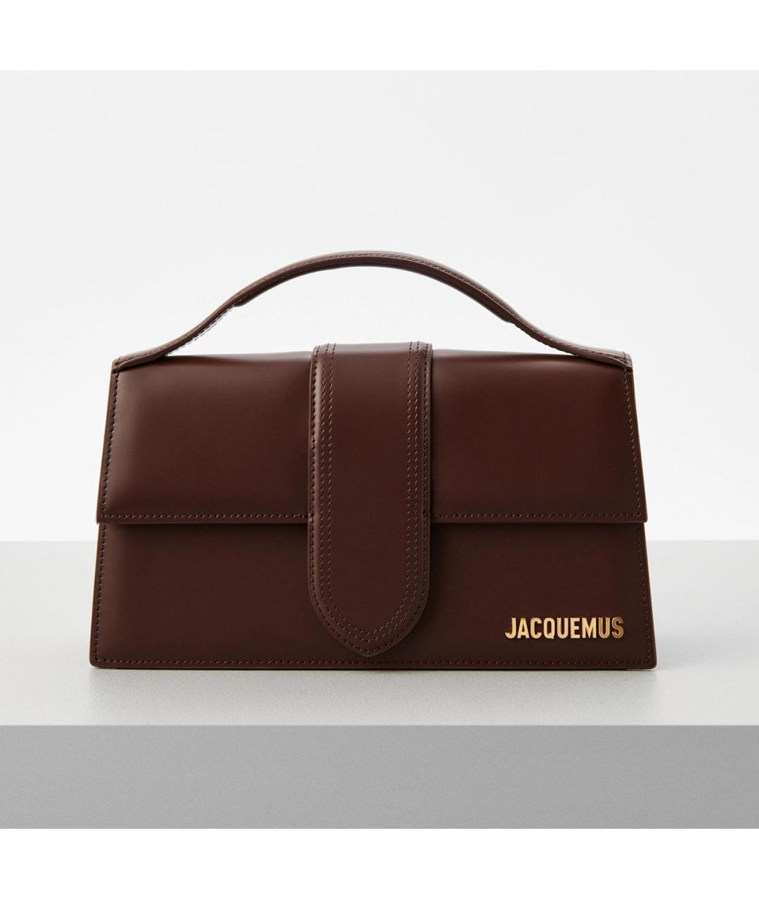 JACQUEMUS Коричневая кожаная сумка с короткими ручками, фото 7