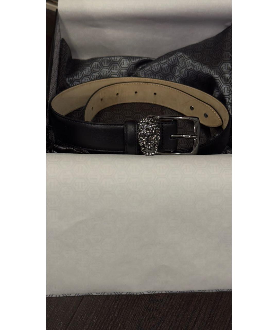 PHILIPP PLEIN Черный кожаный ремень, фото 5