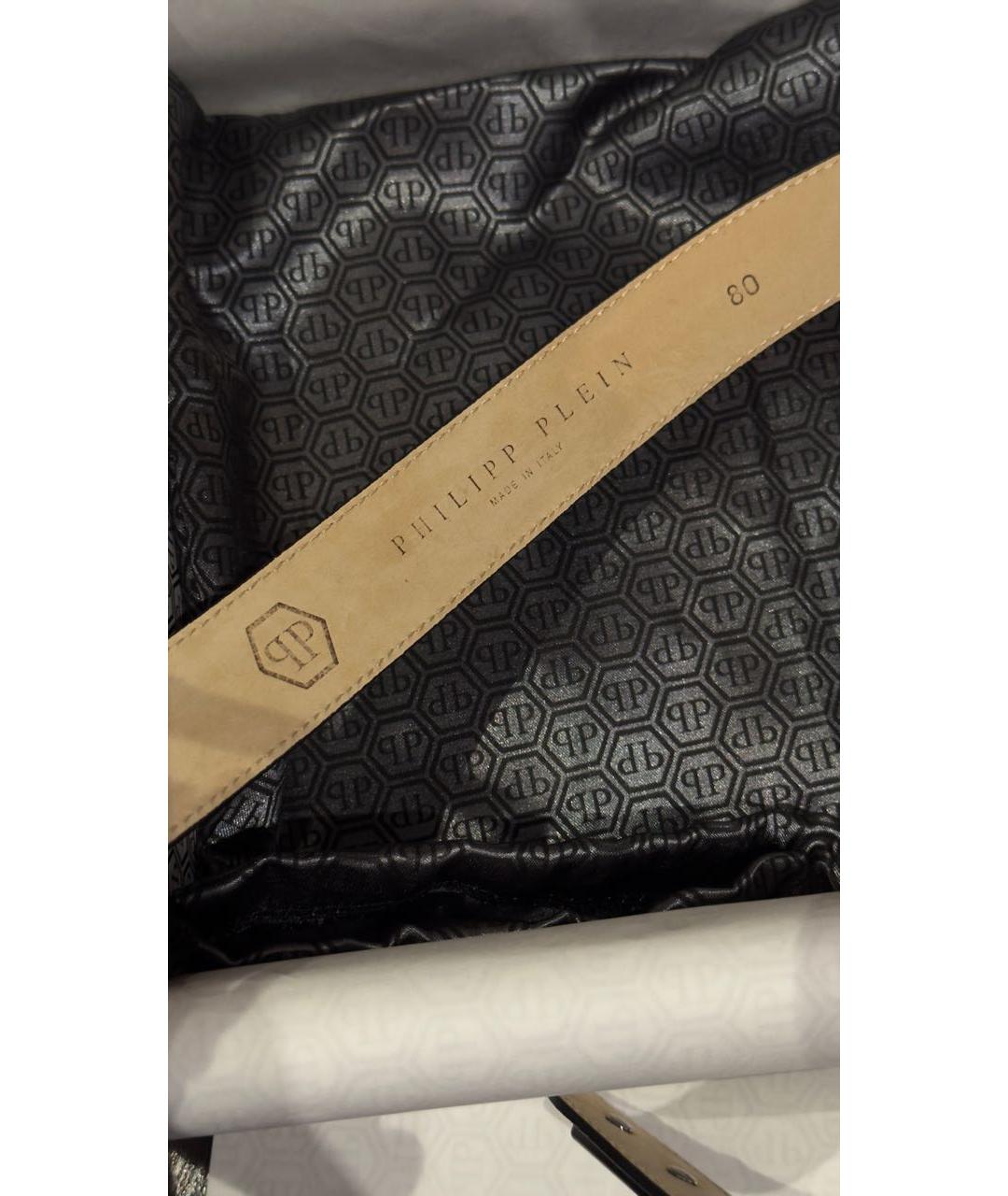 PHILIPP PLEIN Черный кожаный ремень, фото 3