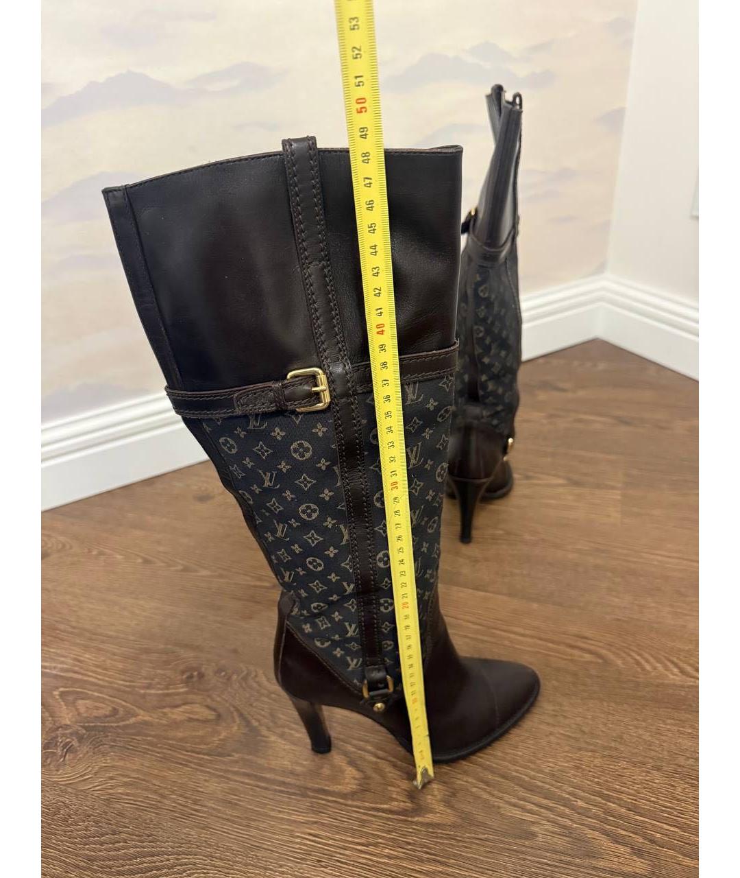 LOUIS VUITTON Черные кожаные сапоги, фото 2