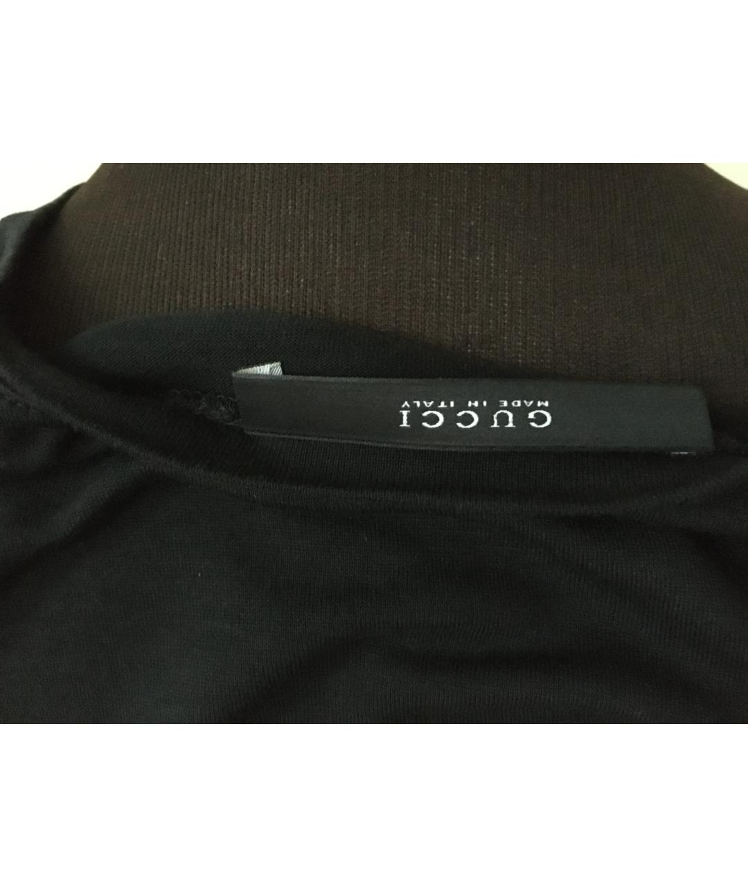 GUCCI Черная шелковая футболка, фото 5