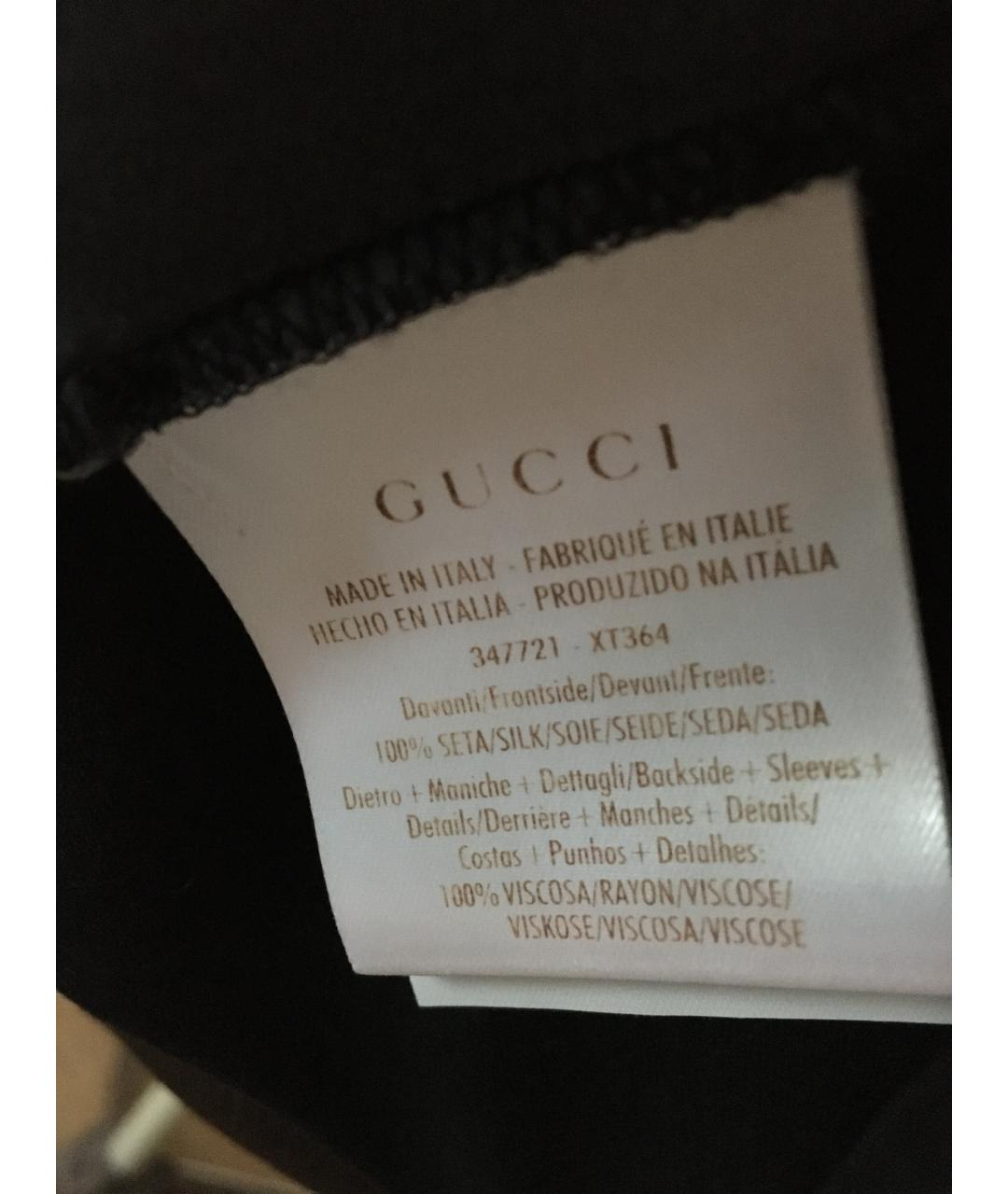 GUCCI Черная шелковая футболка, фото 6