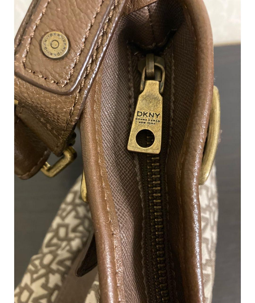 DKNY Коричневая синтетическая сумка через плечо, фото 3