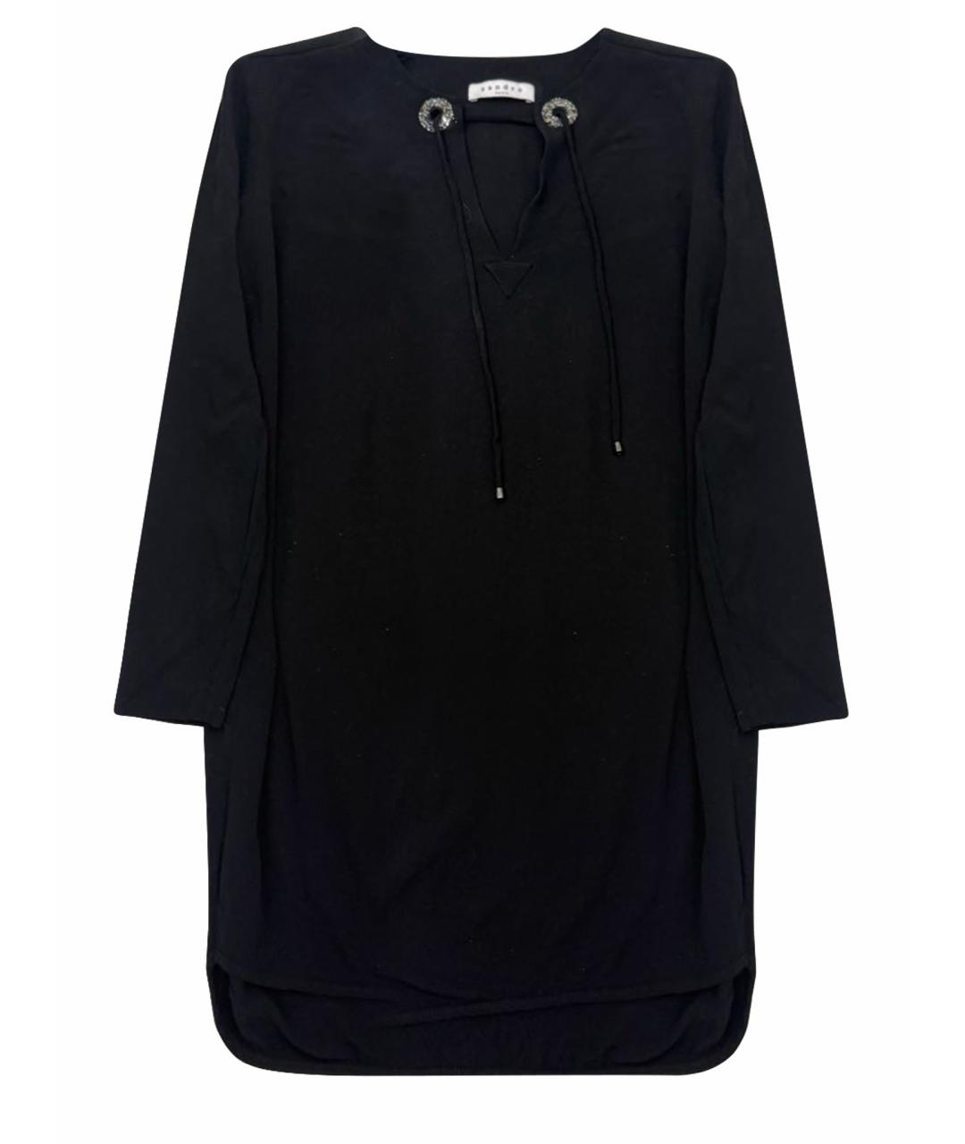 SANDRO Черное вискозное коктейльное платье, фото 1