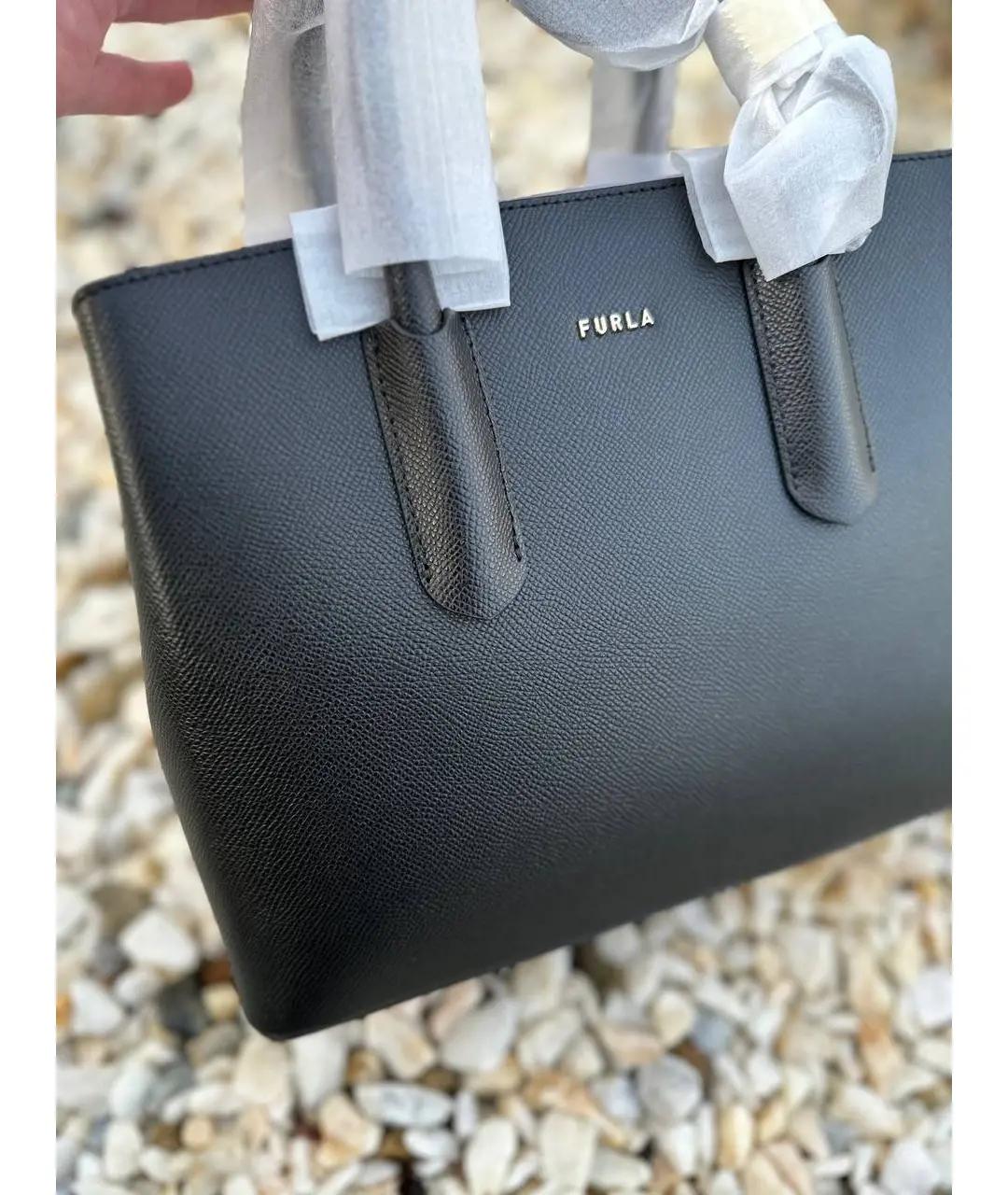 FURLA Черная кожаная сумка с короткими ручками, фото 5