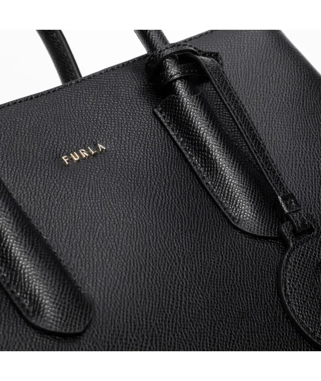 FURLA Черная кожаная сумка с короткими ручками, фото 3