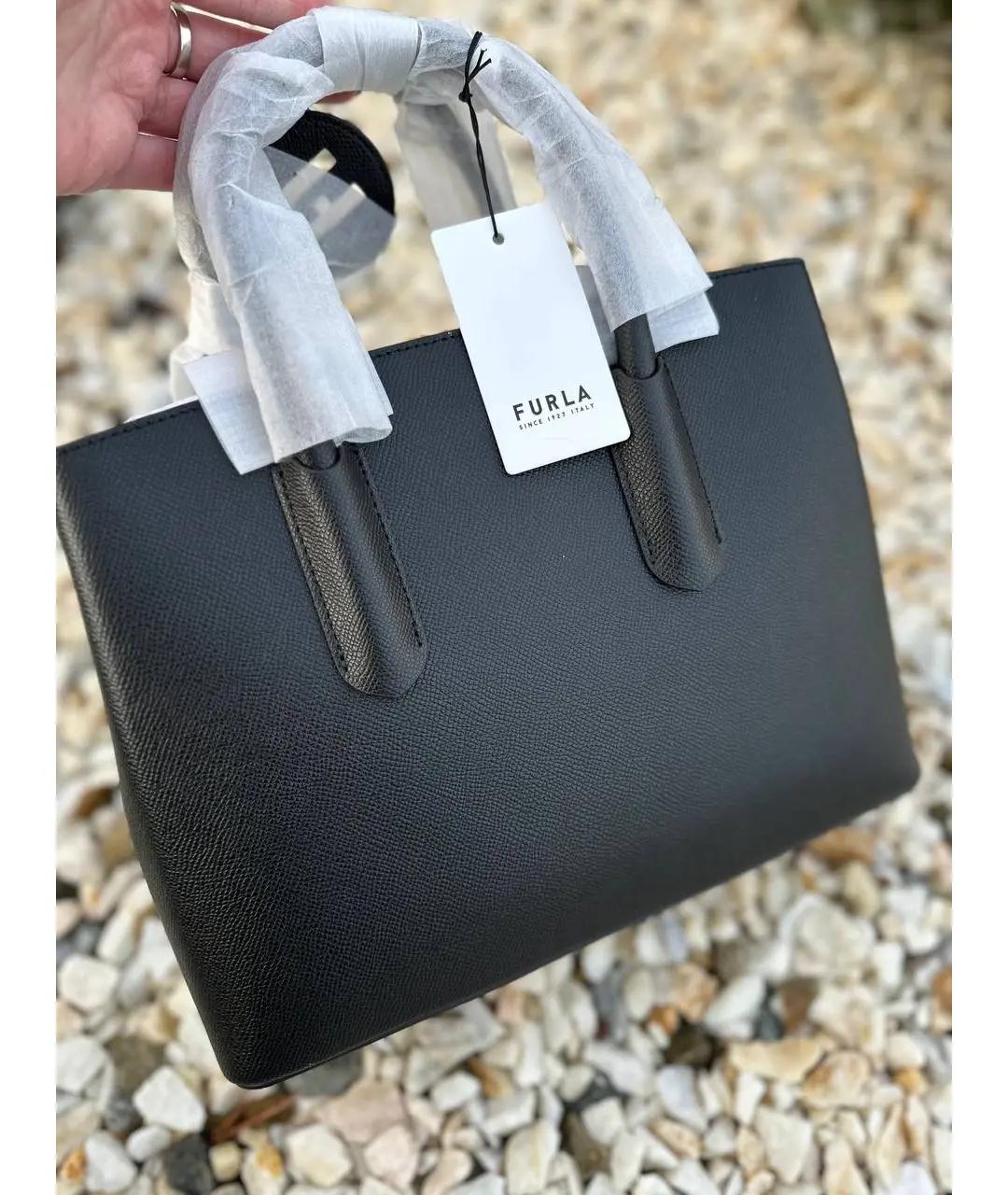 FURLA Черная кожаная сумка с короткими ручками, фото 6