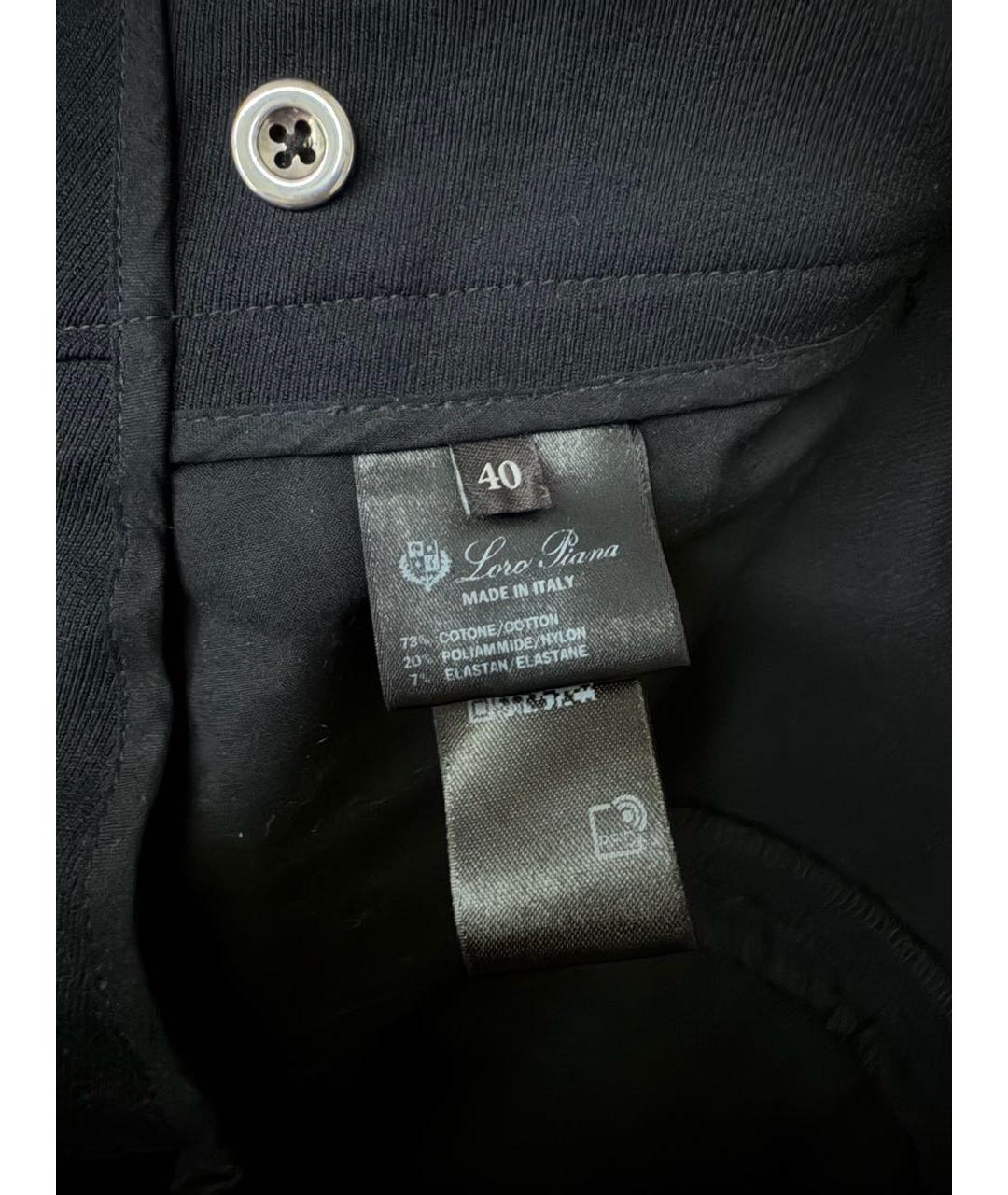LORO PIANA Черные хлопко-эластановые брюки узкие, фото 4