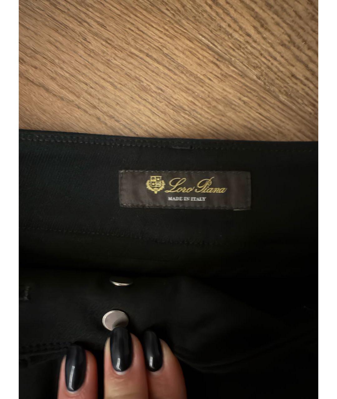 LORO PIANA Черные хлопко-эластановые брюки узкие, фото 3