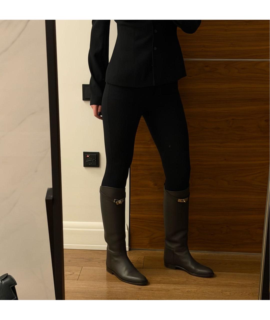 LORO PIANA Черные хлопко-эластановые брюки узкие, фото 6