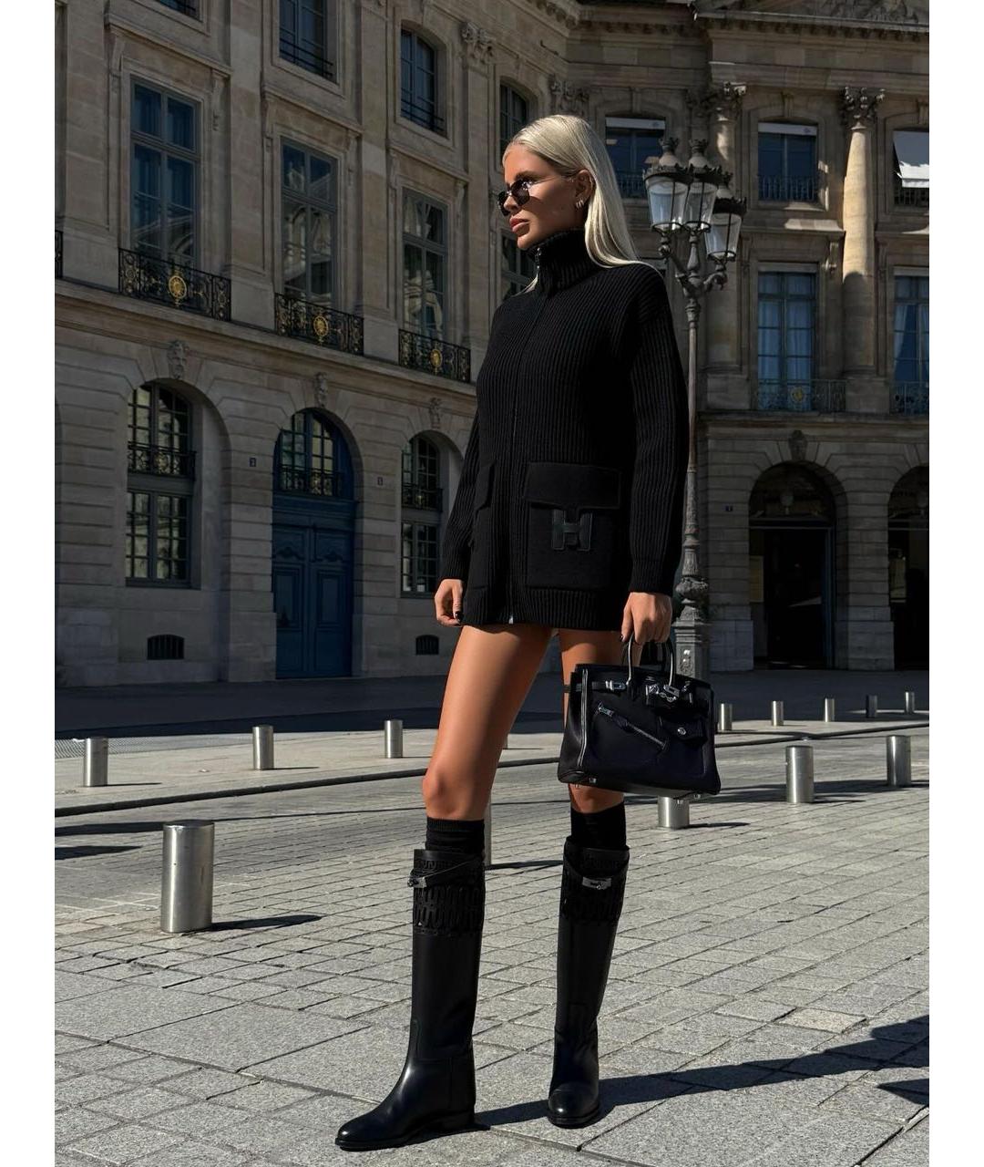 HERMES Черный шерстяной кардиган, фото 4