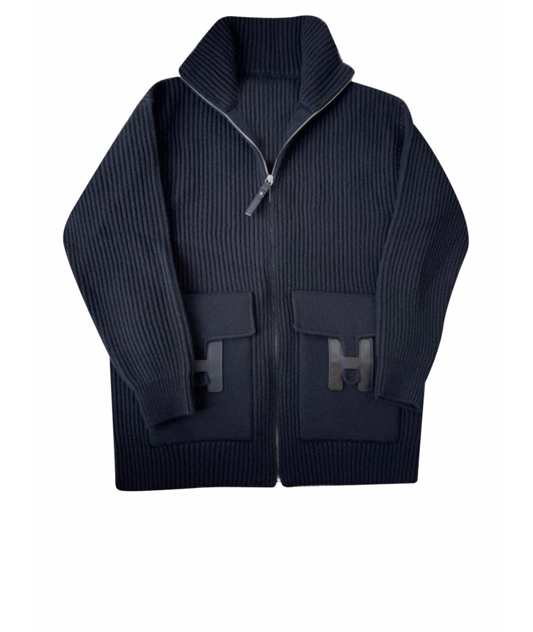 HERMES Черный шерстяной кардиган, фото 1