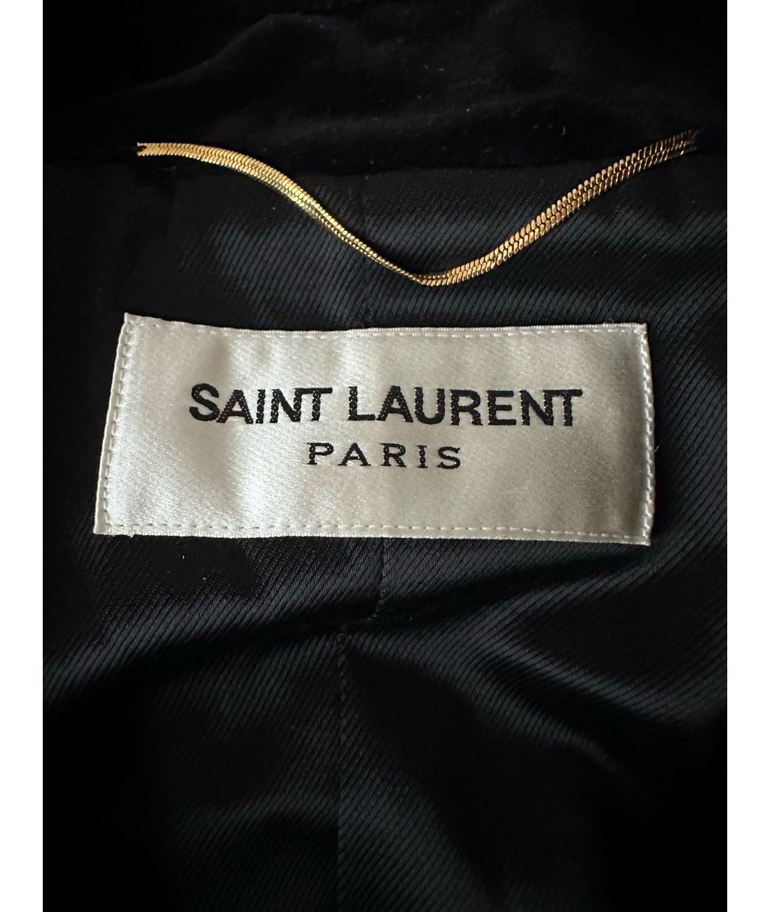 SAINT LAURENT Черное бархатное пальто, фото 5