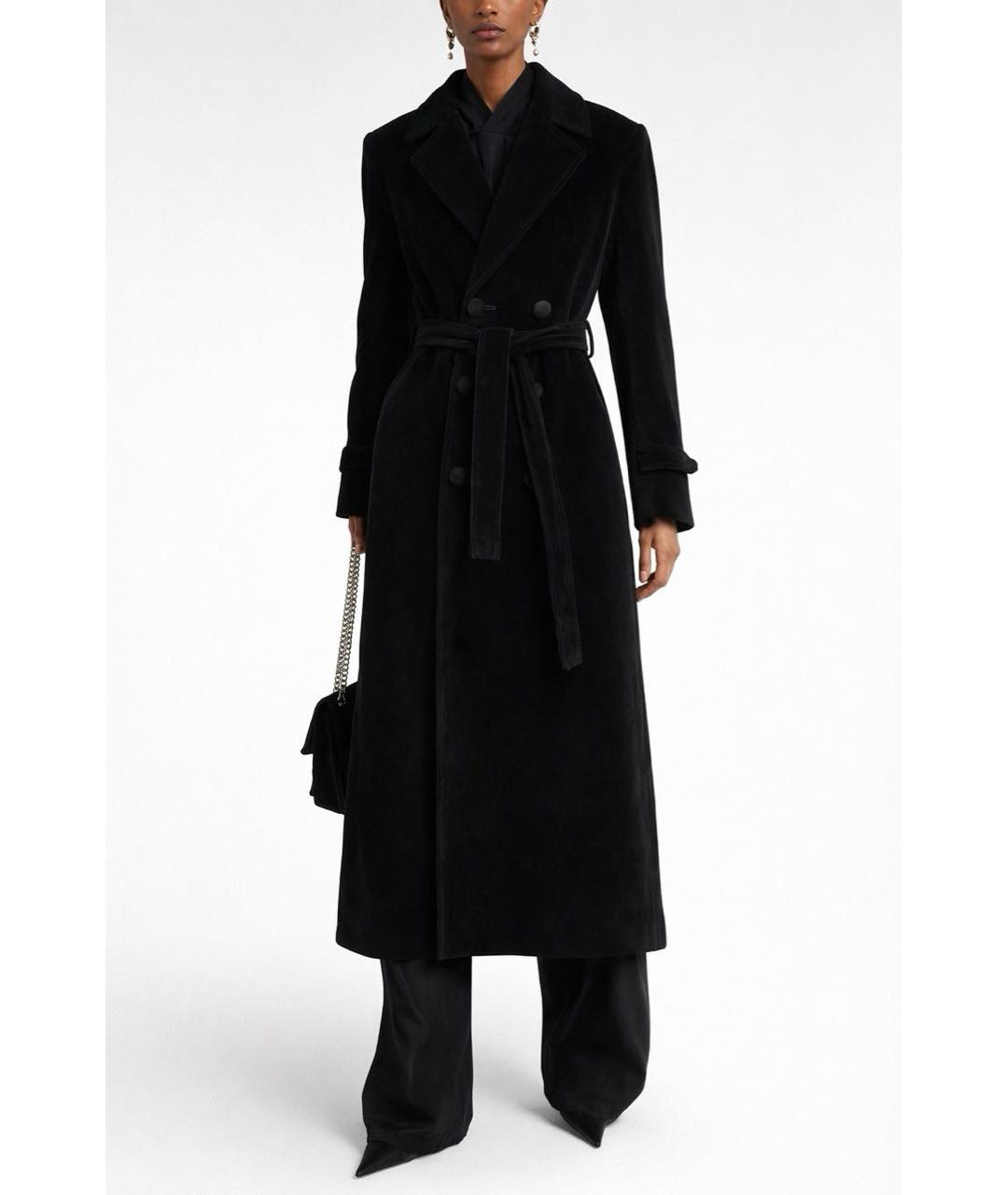 SAINT LAURENT Черное бархатное пальто, фото 8
