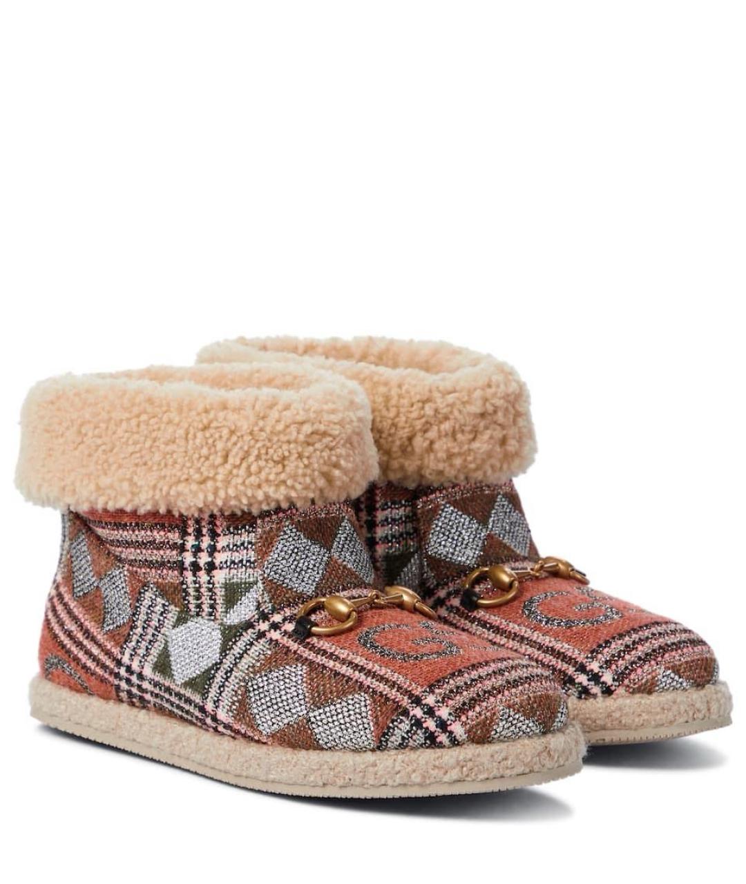 GUCCI Коричневые текстильные полусапоги, фото 2