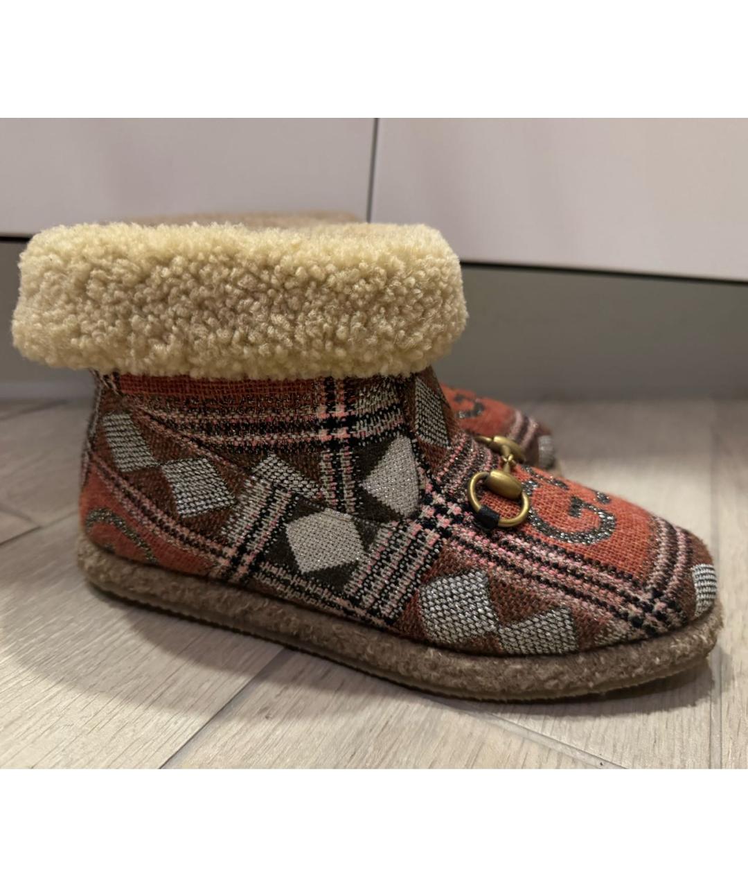 GUCCI Коричневые текстильные полусапоги, фото 8