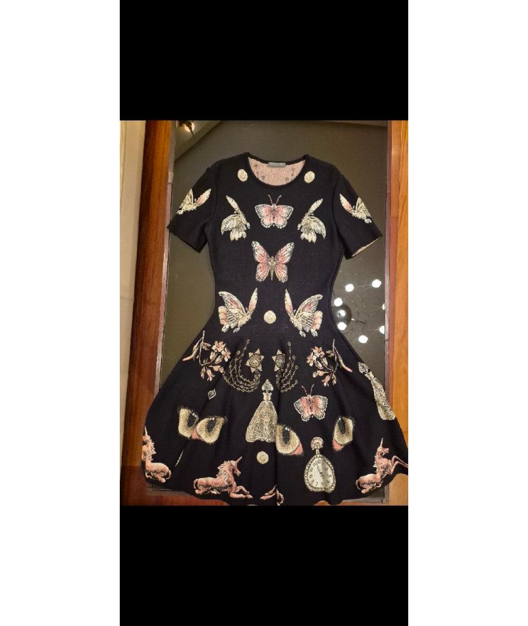 ALEXANDER MCQUEEN Мульти шерстяное коктейльное платье, фото 9