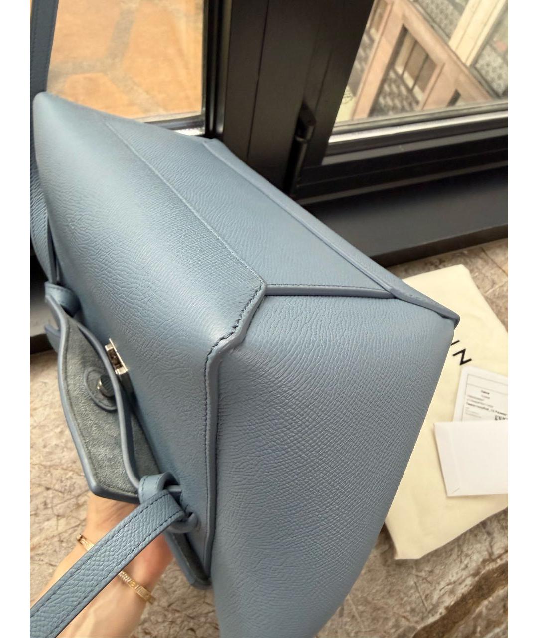 CELINE Голубая кожаная сумка с короткими ручками, фото 6