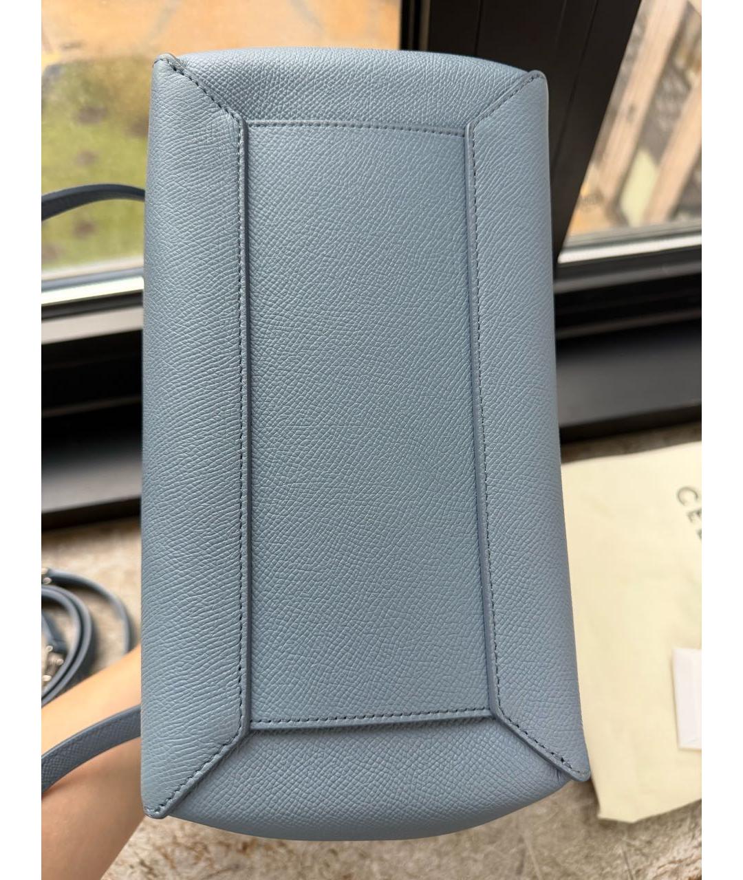 CELINE Голубая кожаная сумка с короткими ручками, фото 5