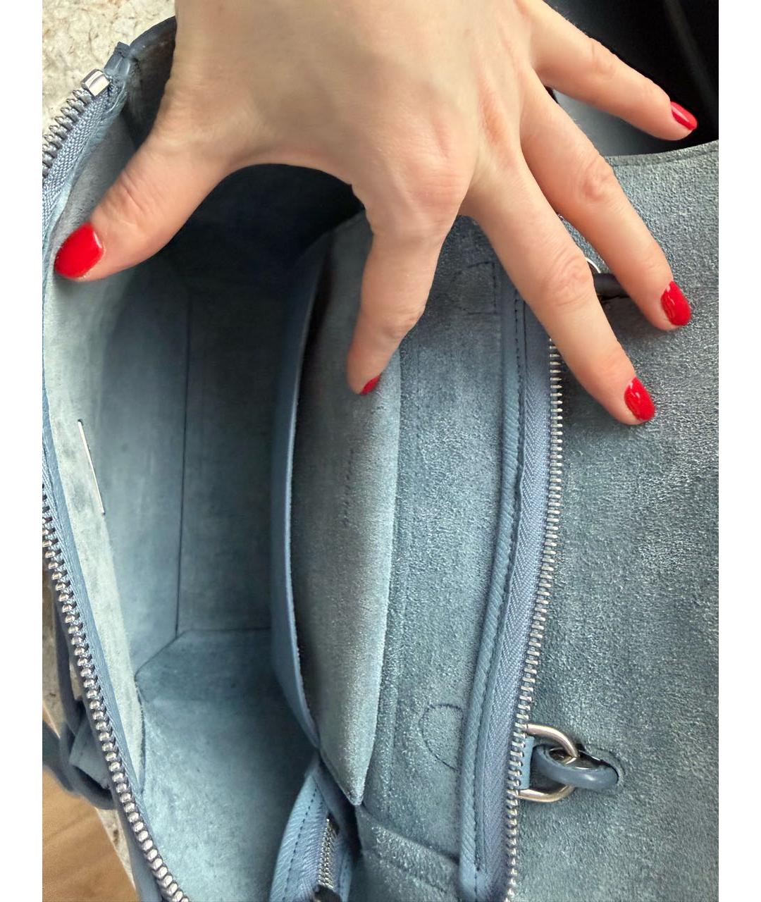 CELINE Голубая кожаная сумка с короткими ручками, фото 4