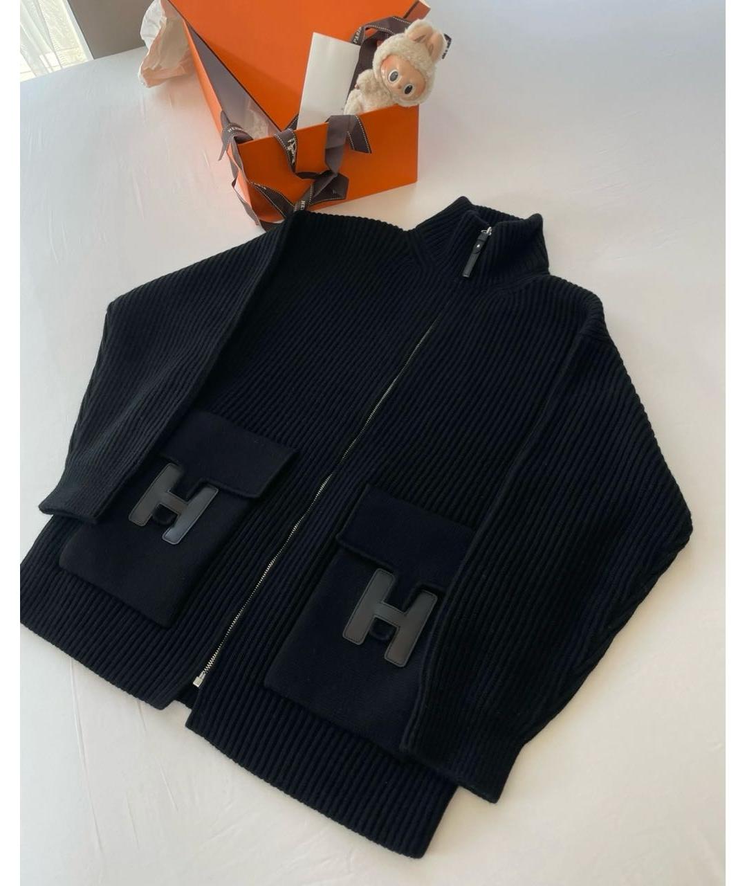 HERMES Черный шерстяной кардиган, фото 3