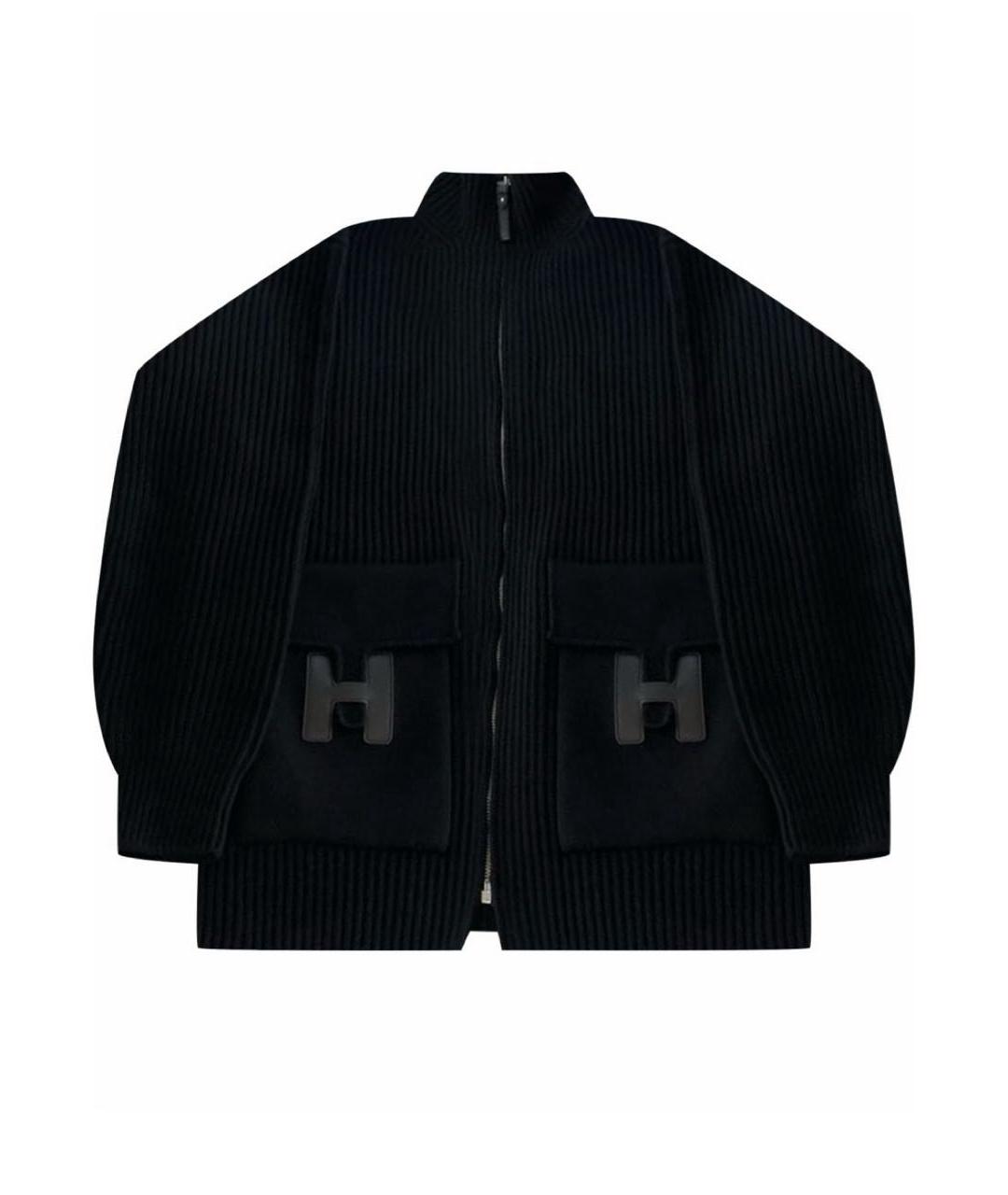 HERMES Черный шерстяной кардиган, фото 5