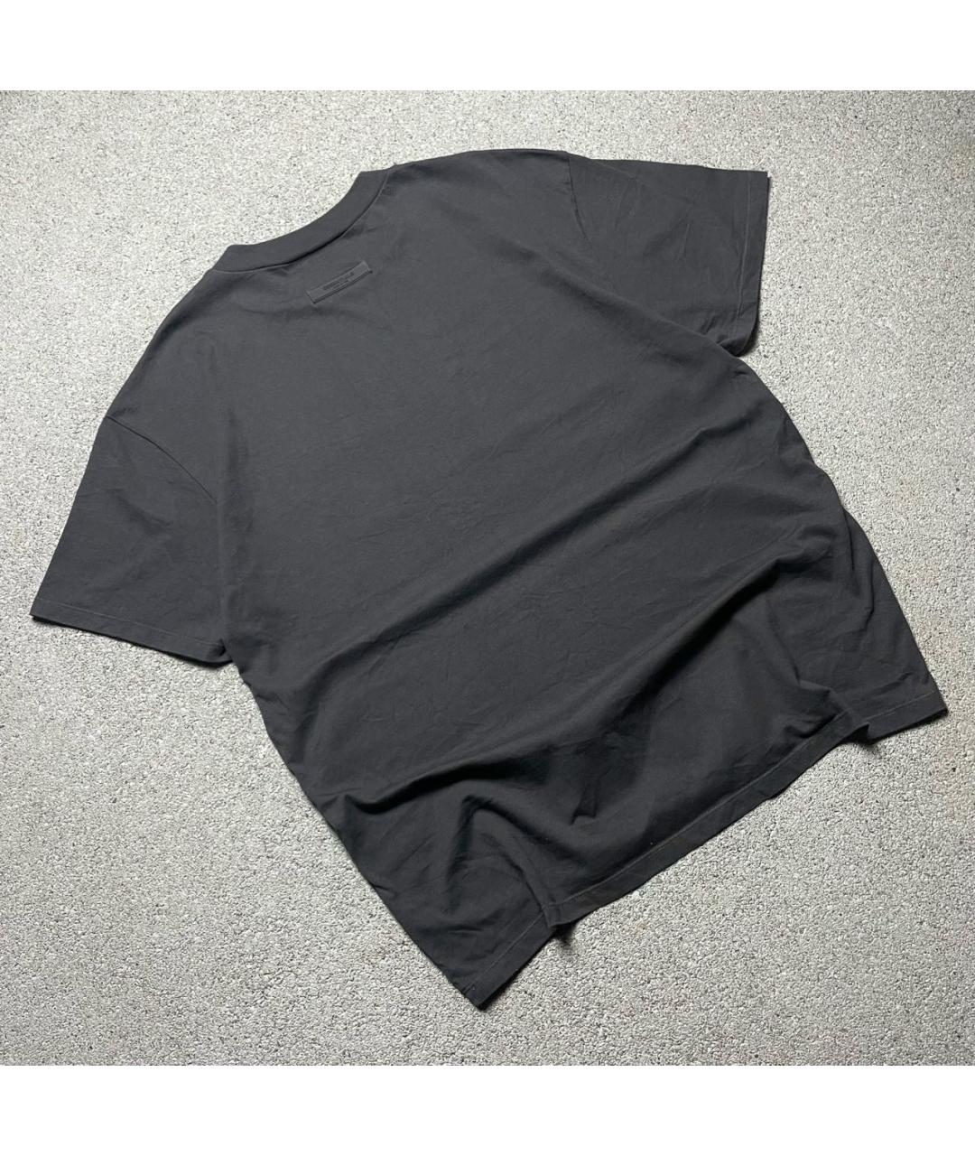 FEAR OF GOD ESSENTIALS Антрацитовая хлопковая футболка, фото 4