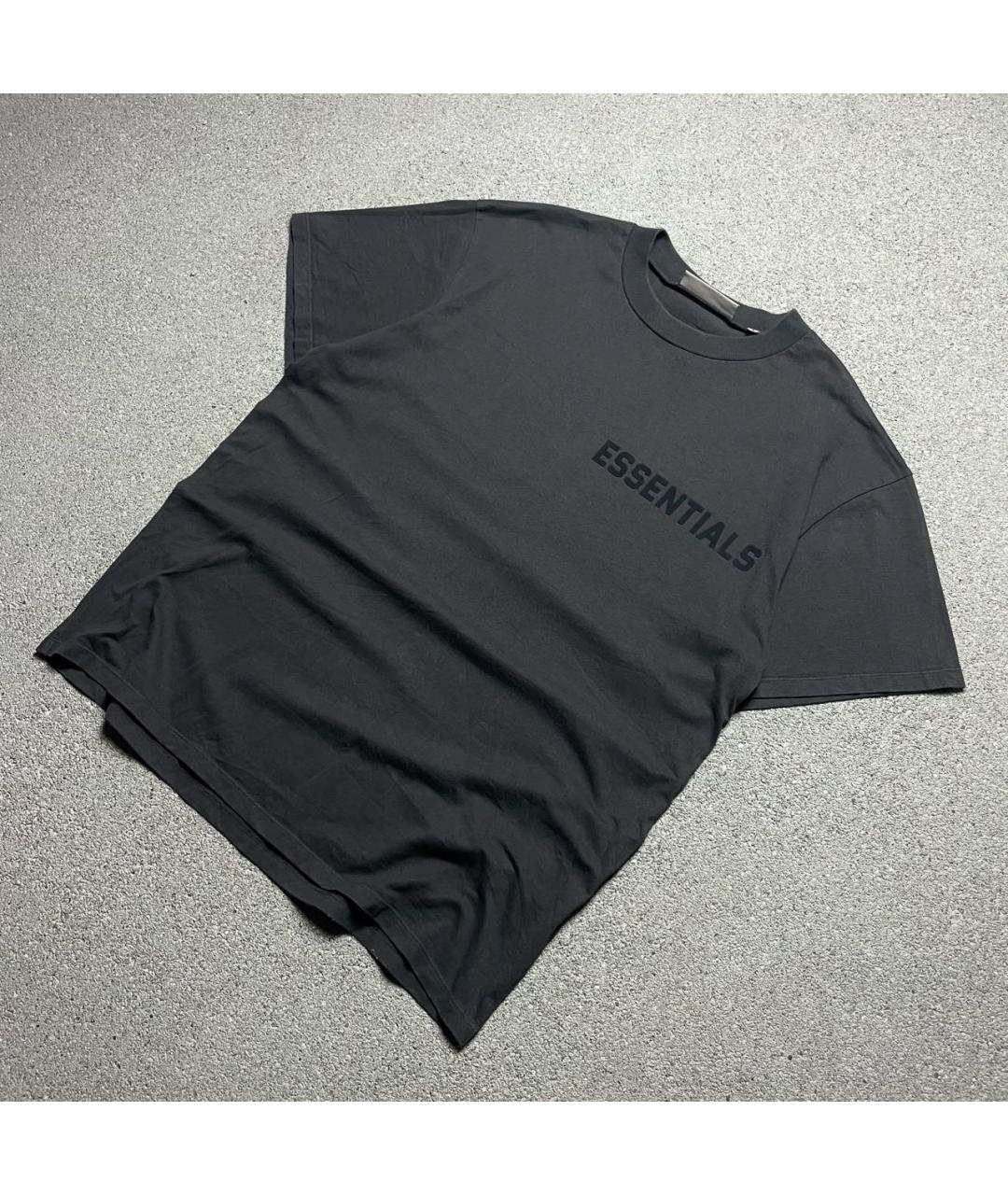 FEAR OF GOD ESSENTIALS Антрацитовая хлопковая футболка, фото 2