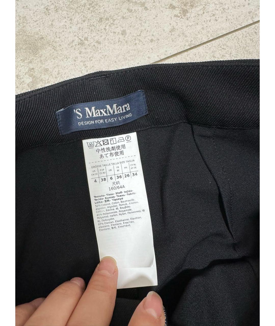 'S MAX MARA Черные хлопковые брюки широкие, фото 3