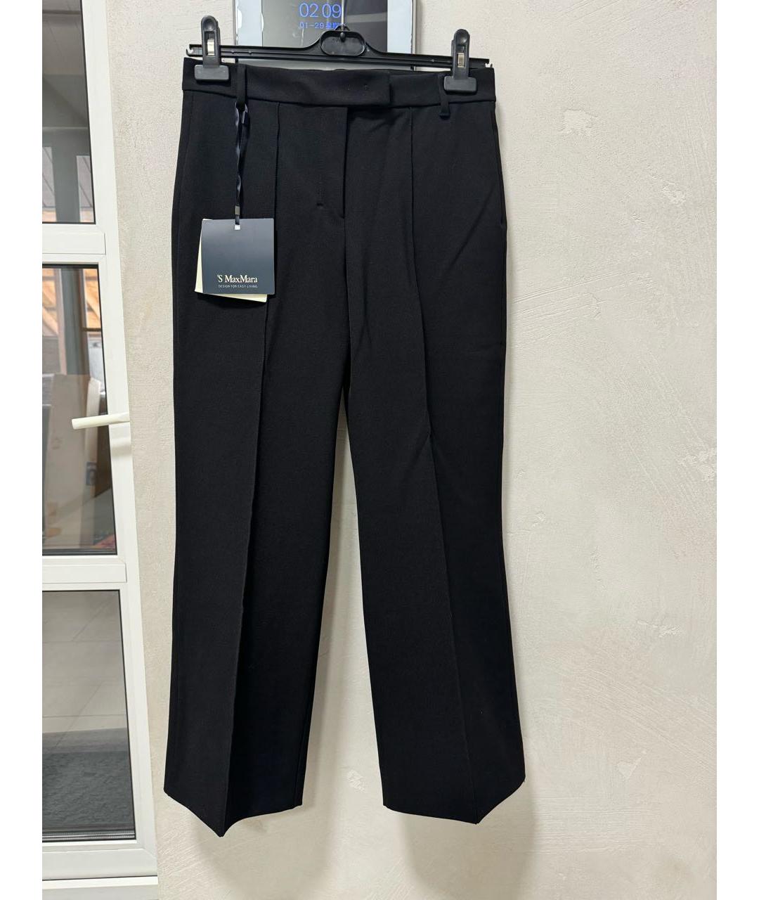 'S MAX MARA Черные хлопковые брюки широкие, фото 8