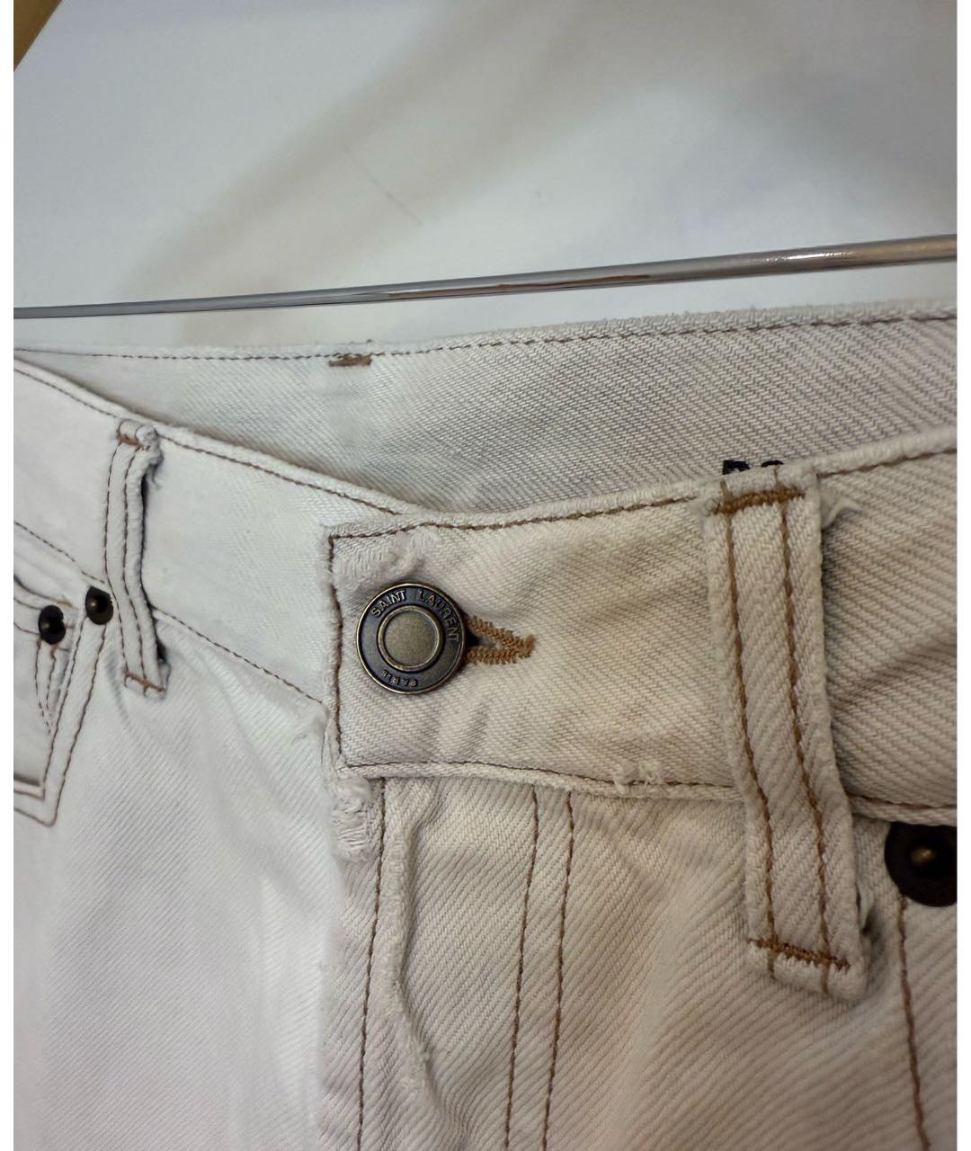 SAINT LAURENT Бежевые хлопковые прямые джинсы, фото 3