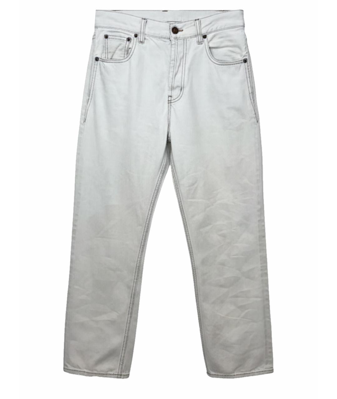 SAINT LAURENT Бежевые хлопковые прямые джинсы, фото 1