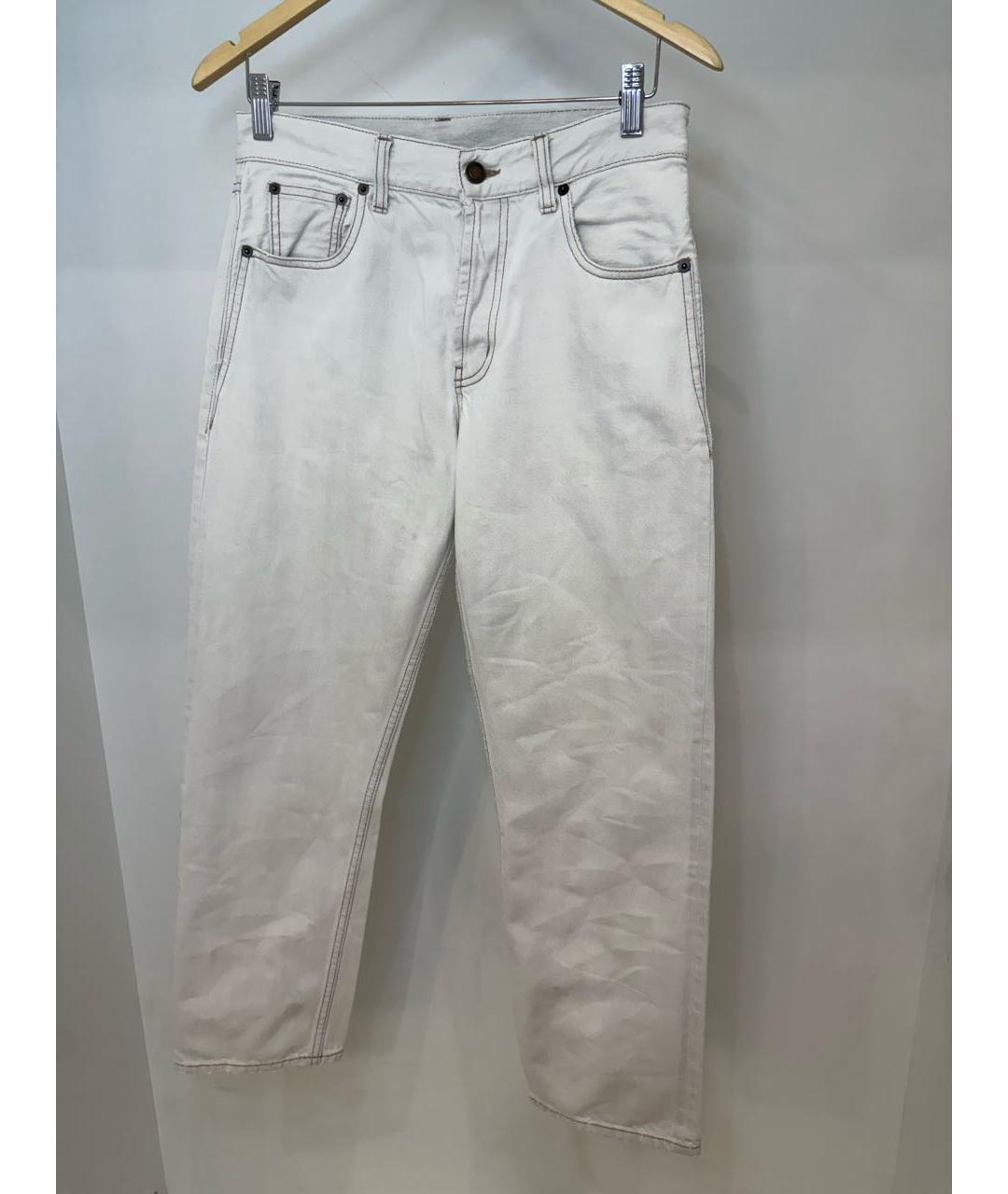 SAINT LAURENT Бежевые хлопковые прямые джинсы, фото 4