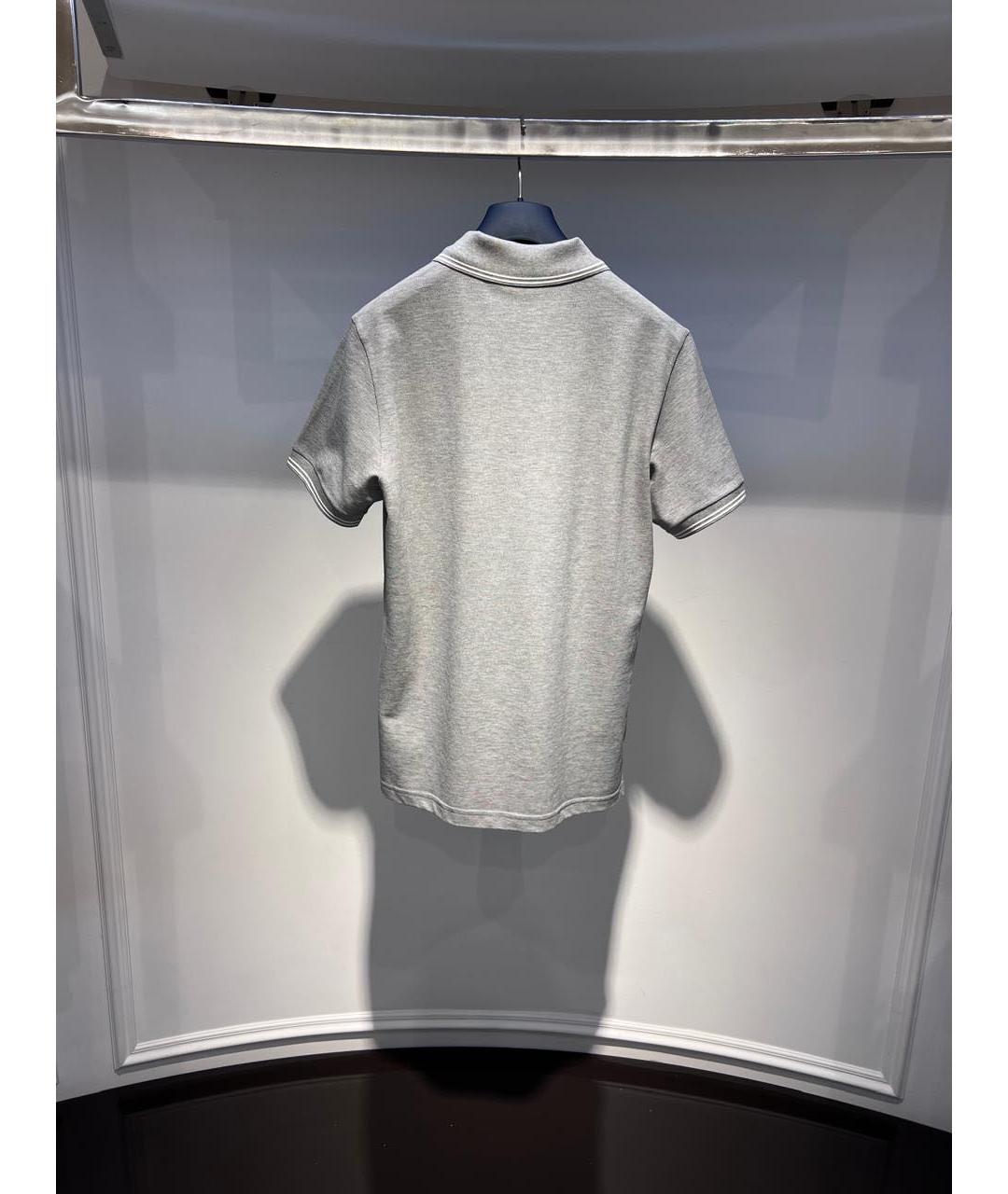CHRISTIAN DIOR Серое хлопковое поло с коротким рукавом, фото 4