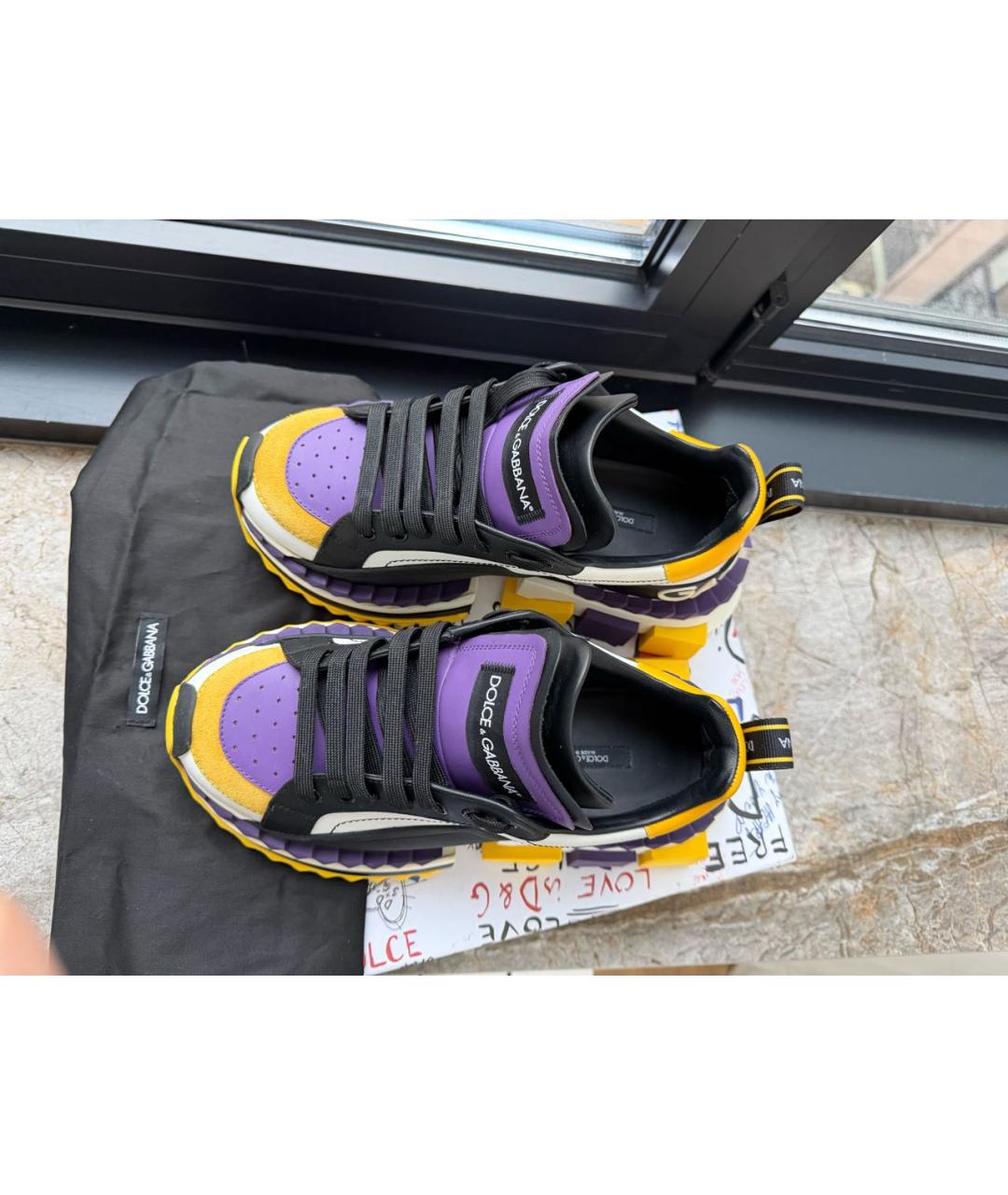 DOLCE&GABBANA Мульти кожаные кроссовки, фото 3